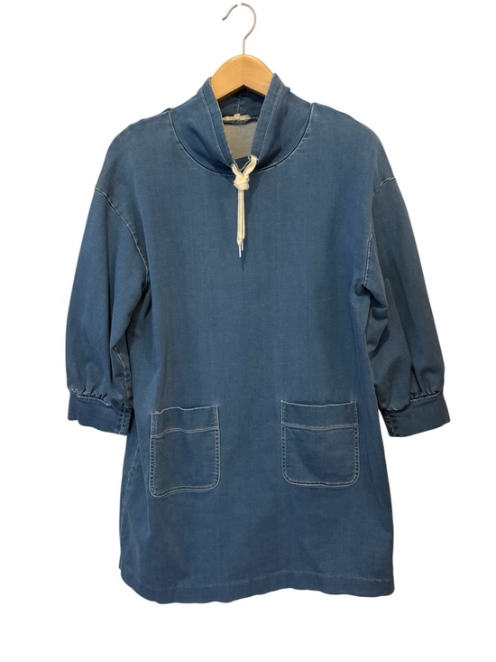 Madewell Dresses & Skirts - Madewell Denim Sweatshirt Tunic Dress Chambray Drawstring Mock Neck XL